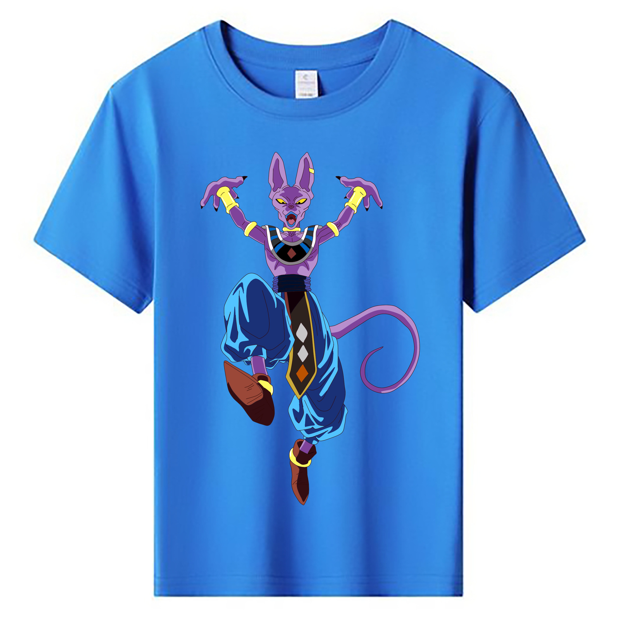 （画像用） ドラゴンボール ビルス 破壊神ビルス DRAGON BALL Beerus Birusu 綿100％キッズTシャツ（フロントプリント）